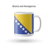Bosnia and Herzegovina flag souvenir mug on white background