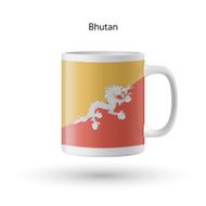 Bhutan flag souvenir mug on white background