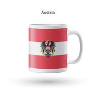 Austria flag souvenir mug on white background
