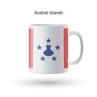 Austral Islands flag souvenir mug on white background