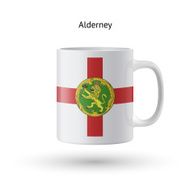 Alderney flag souvenir mug on white background