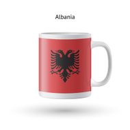 Albania flag souvenir mug on white background