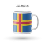 Aland Islands flag souvenir mug on white background