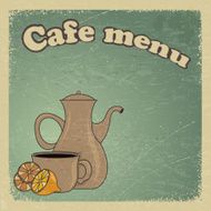 Vintage postcard with a cup of coffee and lemon eps10