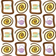 seamless design with mugs and keetle