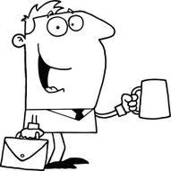 Black and White Businessman Holds Cup of Coffee