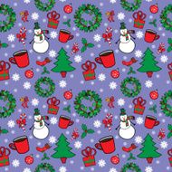 Christmas seamless pattern with snowman