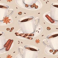 Watercolor illustrations of coffee cup