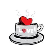 sketch drawing heart in coffee cup