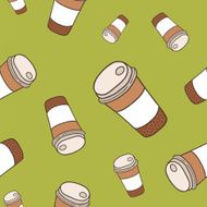 Cute cartoon doodle seamless pattern with coffee cup N2