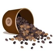 Various Kind of Coffee Beans Dropped from A Pail
