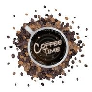 Cup of Hot Coffee with Time Word