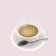 Smoking Hot Coffee on Pink Background
