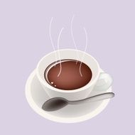 Smoking Hot Coffee on Purple Background