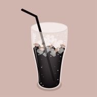 Iced Coffee or Cola Drink on Brown Background