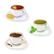 set of drinks in cups
