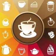 Vector concept with coffee and tea icons