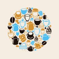 Vector concept with coffee and tea icons N2