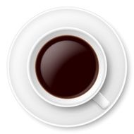 White mug of coffee and saucer