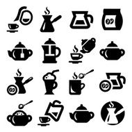 coffee and tea icons set