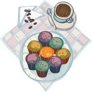 Coffee with Plate of Cupcakes