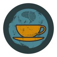 vector grunge cup of coffee icon