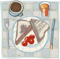Bacon Sandwich Breakfast with Coffee and Juice