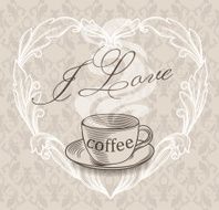 Vintage menu with a cup and seamless pattern
