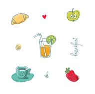Breakfast vector objects on white