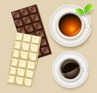 chocolate coffee and tea cups eps10
