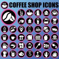 coffee shop icons in circle