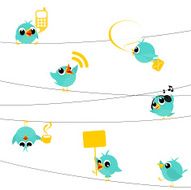 Bird tweet bluebird feed social media text follow cartoon minimil