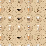 coffee types icons seamless pattern in trendy flat design style