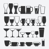 Cocktail and alcoholic glass vector set