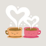 hot coffee cup with smoke freehand drawing vector