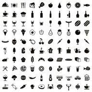 100 food and drink icons set