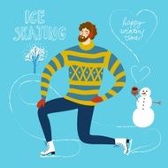 cartoon ice skater illustration N4