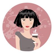 Girl drinking coffee Vector illustration