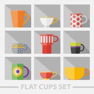 Vector flat color cups on shelf set N50