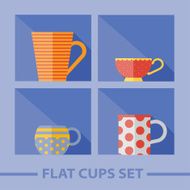 Vector flat color cups on shelf set N51