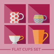Vector flat color cups on shelf set N52