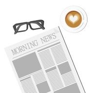 Newspaper Glasses and Latte