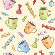seamless vector pattern with cups and candies