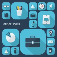 Flat concept set modern design with shadow office icons N4