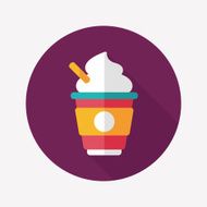 hot milk cream coffee flat icon with long shadow eps10 N8