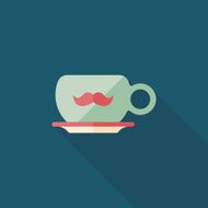 mustache coffee cup flat icon with long shadow eps10 N8