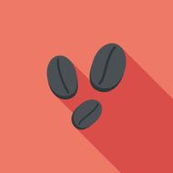 coffee bean flat icon with long shadow eps10 N66