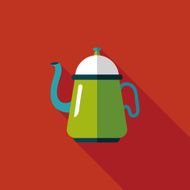 coffee kettle flat icon with long shadow eps10 N33