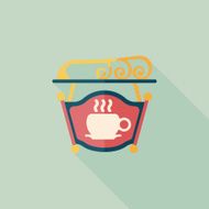 Coffee shop signs flat icon with long shadow eps10 N50