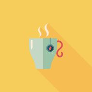 hot tea flat icon with long shadow eps10 N11